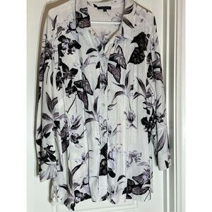 Carole Little black and white long sleeve blouse